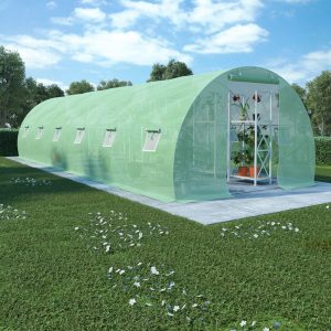Invernadero Tubular con Cimientos de Acero 27m² 900x300x200 cm Verde
