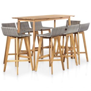Set de 9 Muebles para Exterior de Madera de Acacia