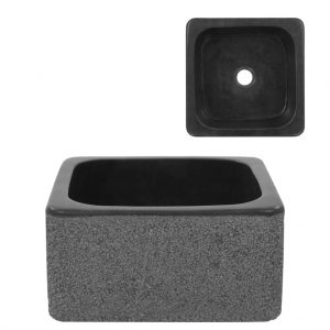 Lavabo Cuadrado de Piedra de Río Natural 30x30x15 cm Negro