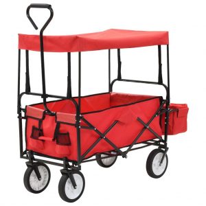 Carrito de mano plegable de acero con capota Rojo