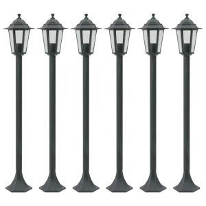 6x Farolas de jardín aluminio verde oscuro 110cm