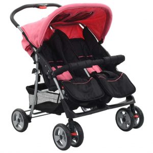 Silla de Paseo Ligera Doble Cierre Tipo Libro Gemelar Rosa