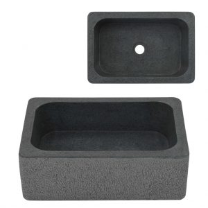 Lavabo de Piedra de Río Natural Rectangular 45x30x15 cm Negro