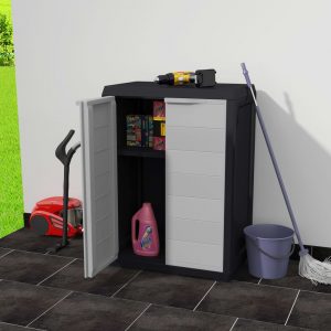 Armario para exterior con 1 Estante 65x38x87 cm Negro y Gris