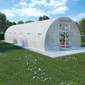 Invernadero Tubular con Cimientos de Acero 27 m² 900x300x200 cm Blanco