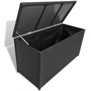 Baúl para Exterior de Ratán Sintético 120x50x60 cm Negro