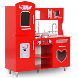 Cocina de Madera de Juguete Rojo 80x30x85 cm