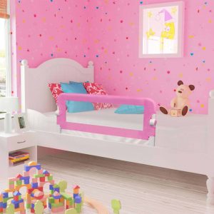 Barandilla de seguridad para cama de poliéster 120x42 cm Rosa