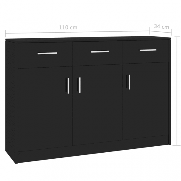 Aparador negro brillante 110x34x75 cm | Compra tus Chollos