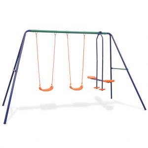 Columpio Infantil de Metal con 4 asientos 324x155x182cm Naranja