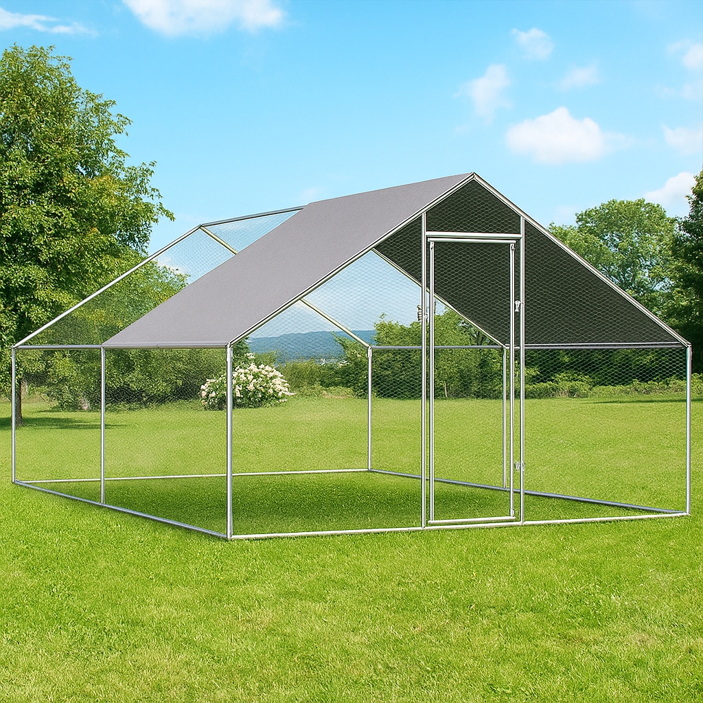 Gallinero para Exterior de Acero Galvanizado con Toldo 2,75x4x1,92 m