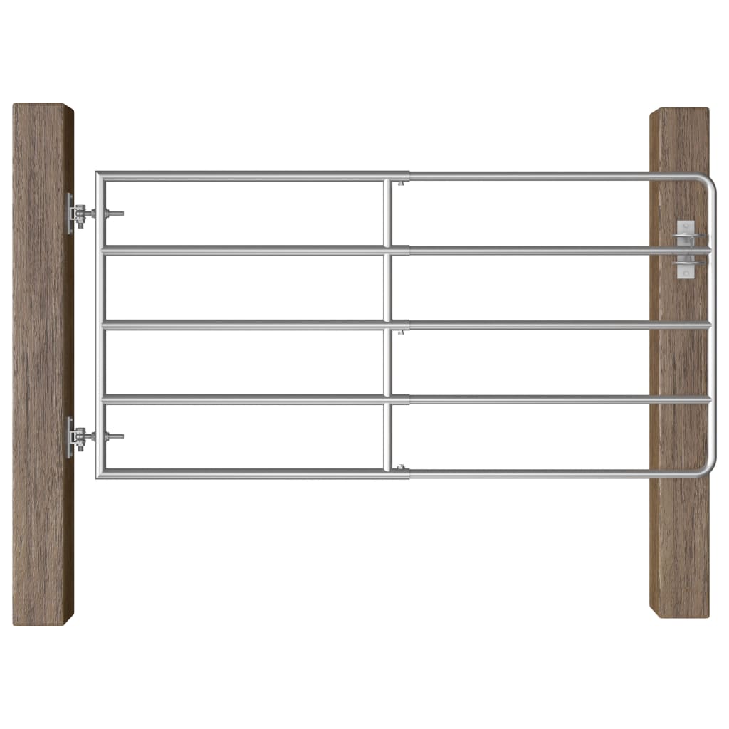 Puerta de 5 barras para campo acero plateado (95-170)x90 cm