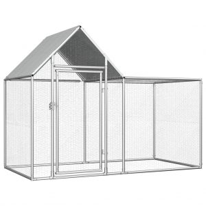 Gallinero para Exterior de Acero Galvanizado con Toldo 2x1x1,5 m