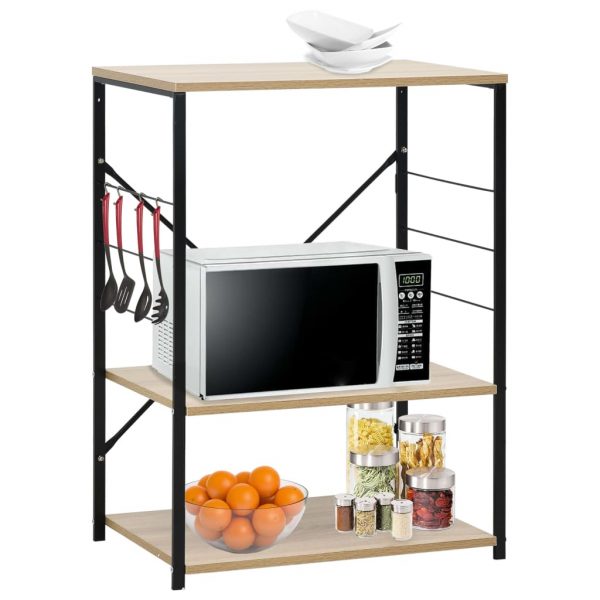 Armario para Microondas Cocina negro y roble 60×39,6×79,5 cm | Compra