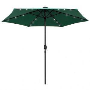 Sombrilla 270 cm con luces LED y palo de aluminio verde