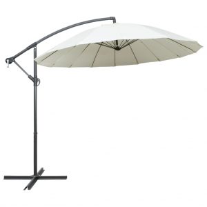 Sombrilla colgante 3 m con palo de aluminio blanco