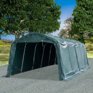 Carpa para Ganado de PVC Desmontable Verde Oscuro 550 g/m² 3,3x8 m