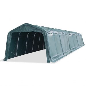 Carpa para Ganado de PVC Desmontable Verde Oscuro 550 g/m² 3,3x16 m