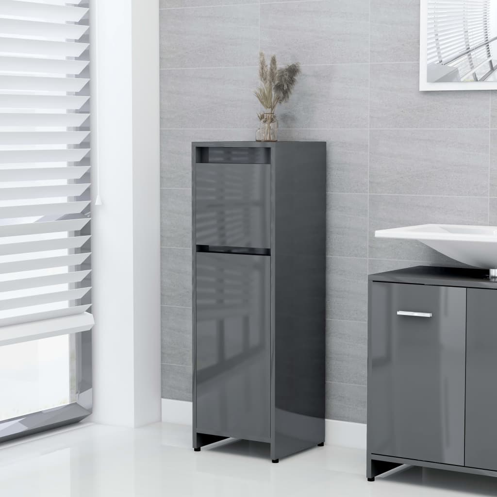 Mueble Armario de Baño Gris Brillo 30x30x95 cm Compra tus Chollos