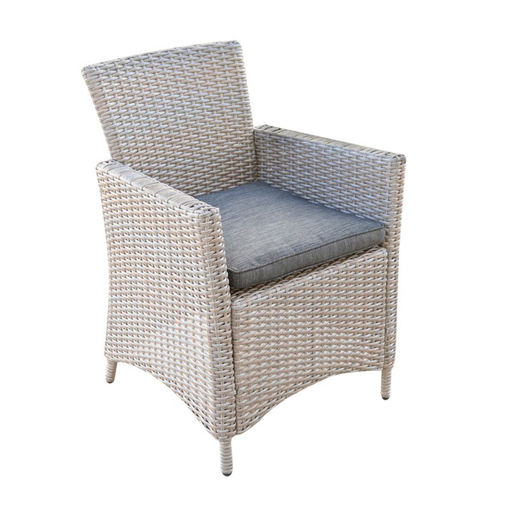 Sillón de Resina Imitación Ratán y Apoyabrazos Beige