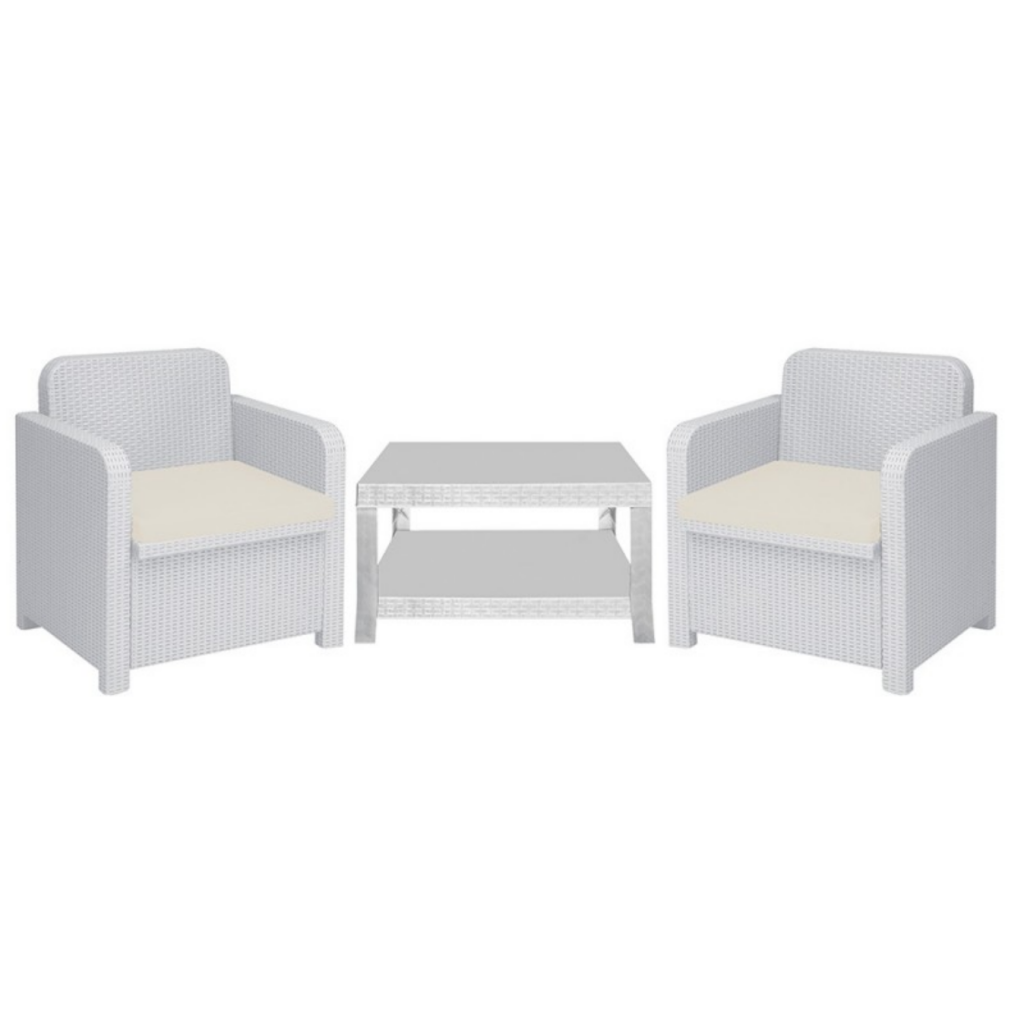 Juego de Muebles para Jardín 3 Piezas Poli Ratán