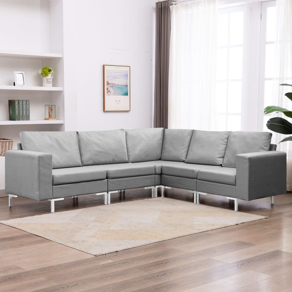 Sofa Rinconera de 5 Piezas Tela Gris