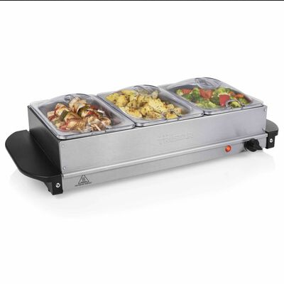 Calientaplatos Eléctrico para Buffet de Acero Inoxidable 200 W con 4,2 L