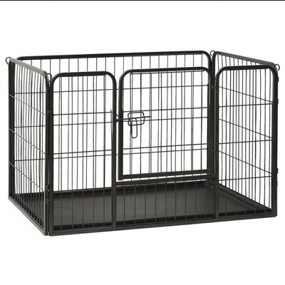 Corral para Mascotas de Acero con Bandeja Inferior 93x63x61 cm Negro
