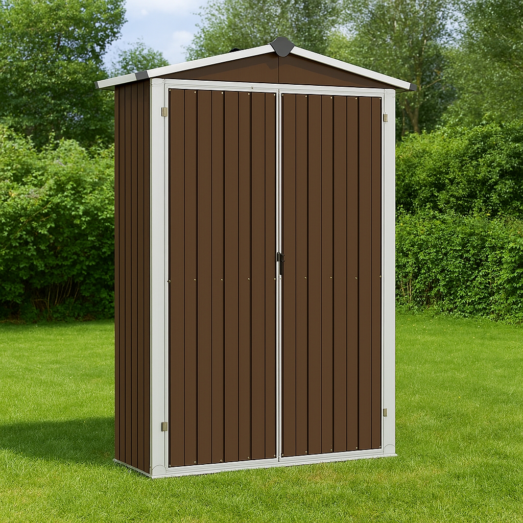 Armario Caseta Metálica para Exterior 107,5x46x175 cm Marrón