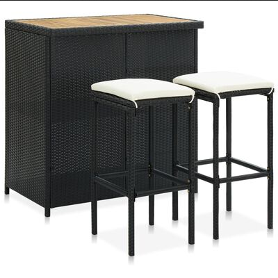 Pack de 3 Piezas de Muebles de Bar para Exterior Ratán Sintético