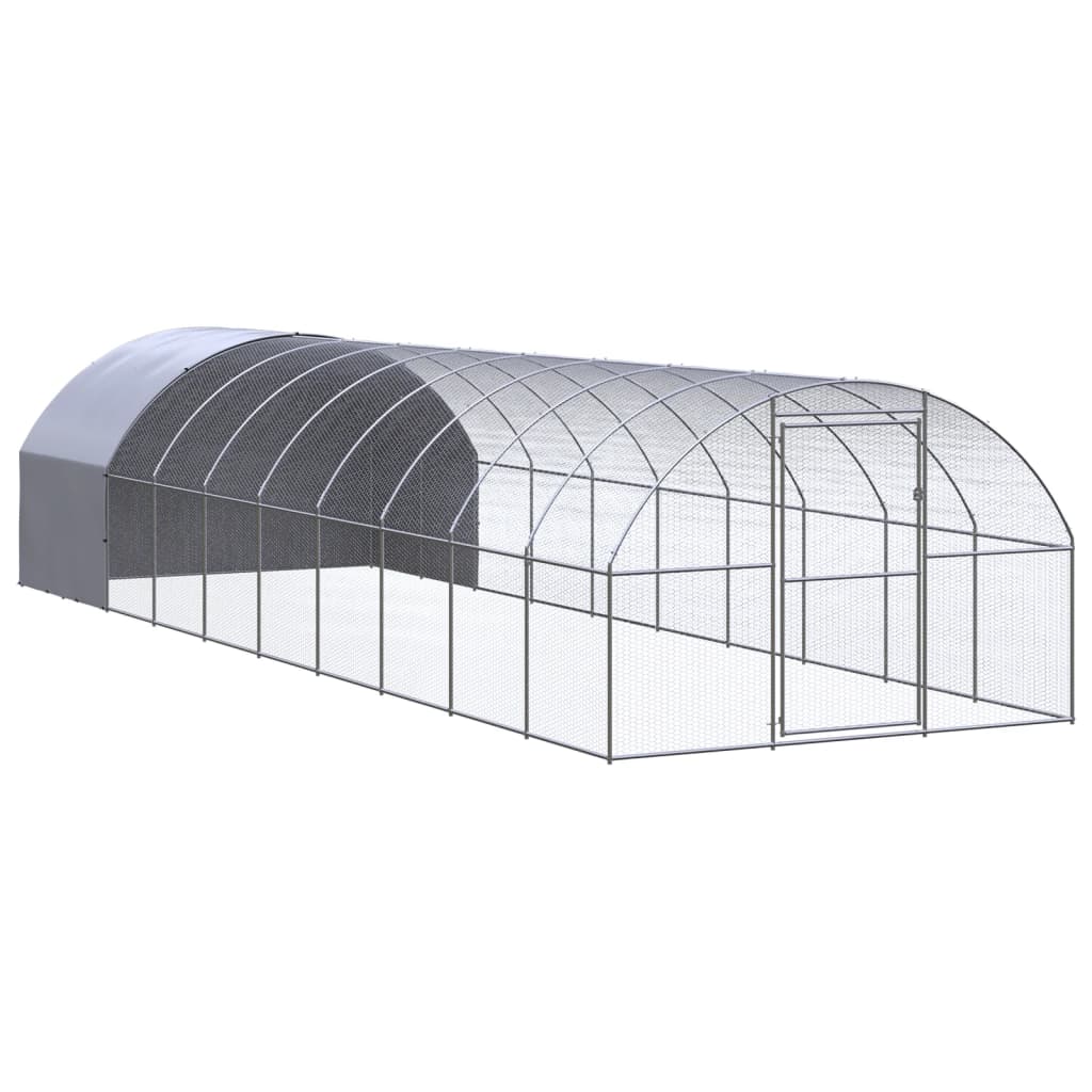 Gallinero para Exterior de Acero Galvanizado con Toldo 3x10x2 m