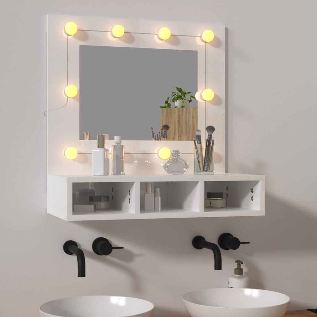 Mueble con Espejo y Luces LED 60×31,5×62 cm Blanco - Compra tus Chollos