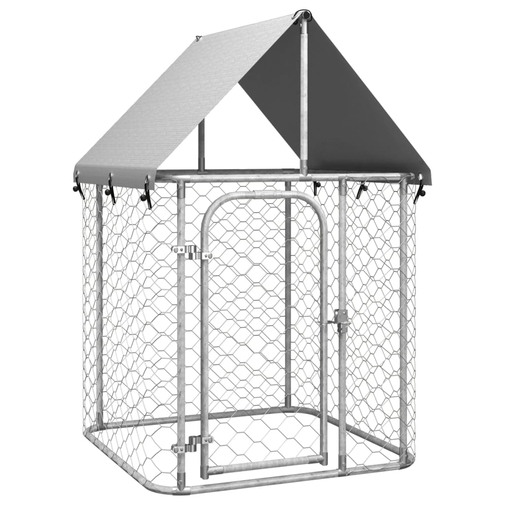 Perrera para Exterior de Acero Galvanizado CON Techo 1x1x1,5 m