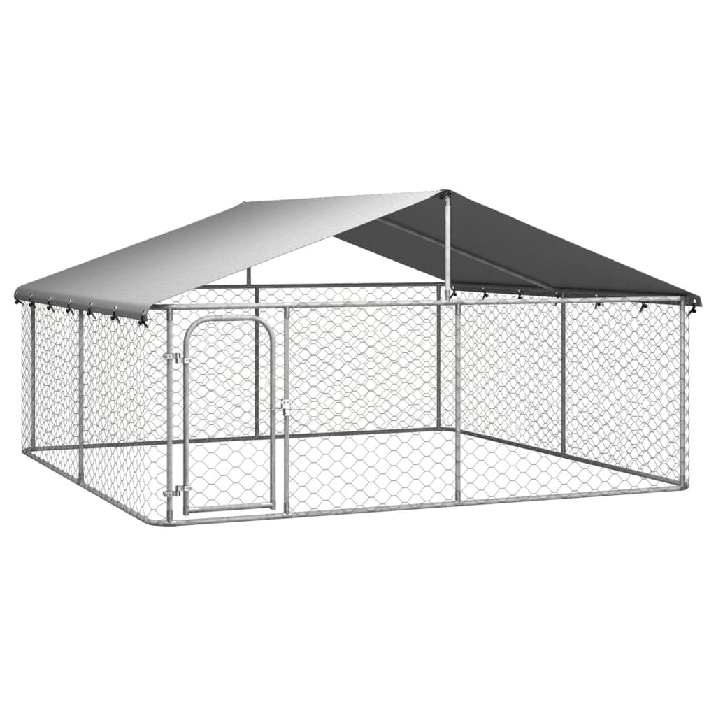 Perrera para Exterior de Acero Galvanizado CON Techo 3x3x1,5 m
