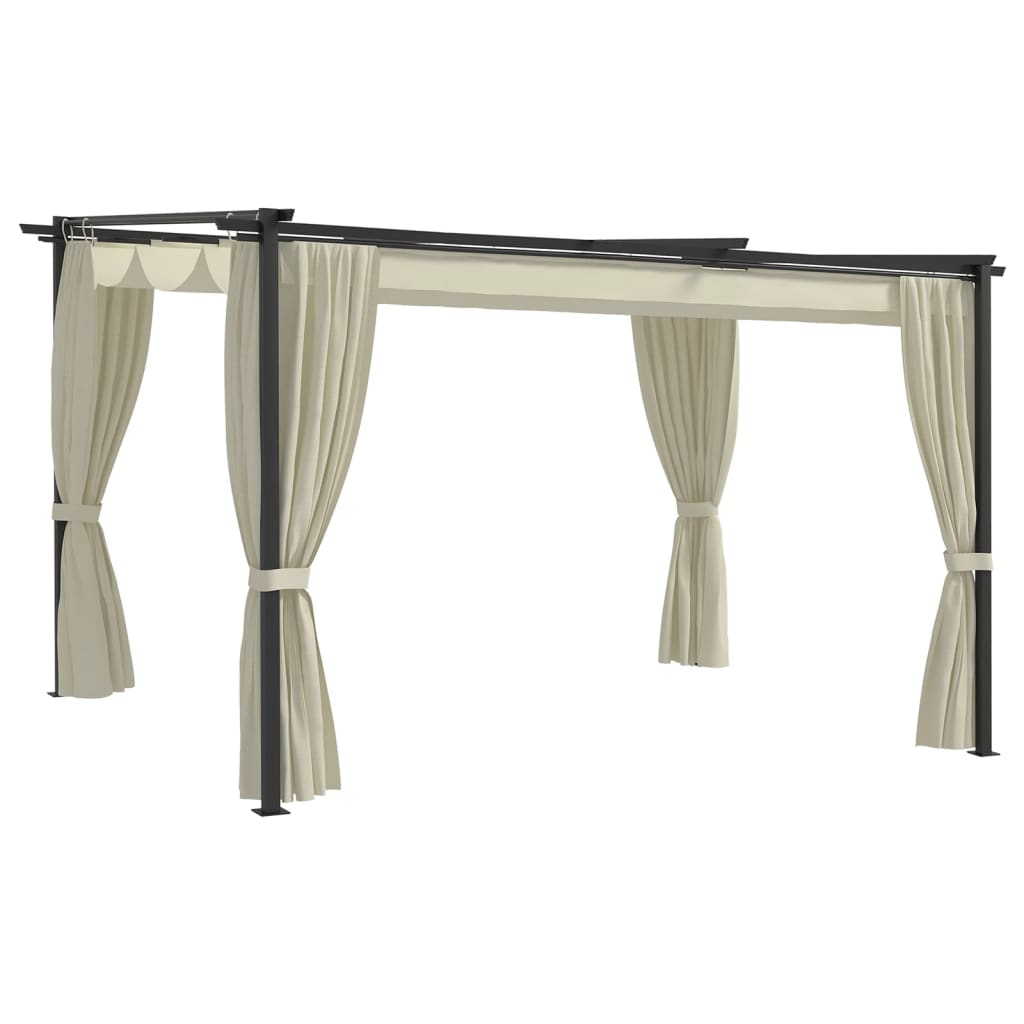 Cenador de Acero con Cortinas 4x3 m Crema