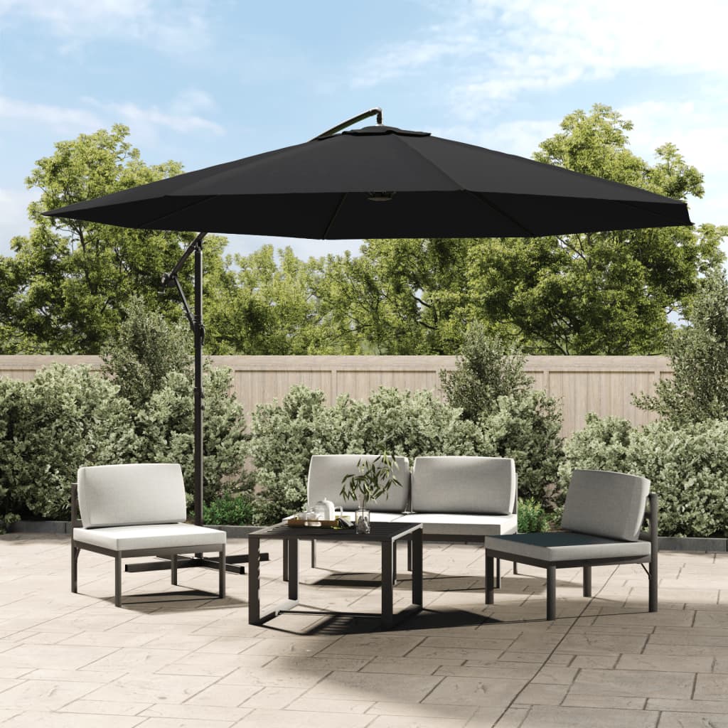 Sombrilla Voladiza con Poste de aluminio 350x268 cm Negro