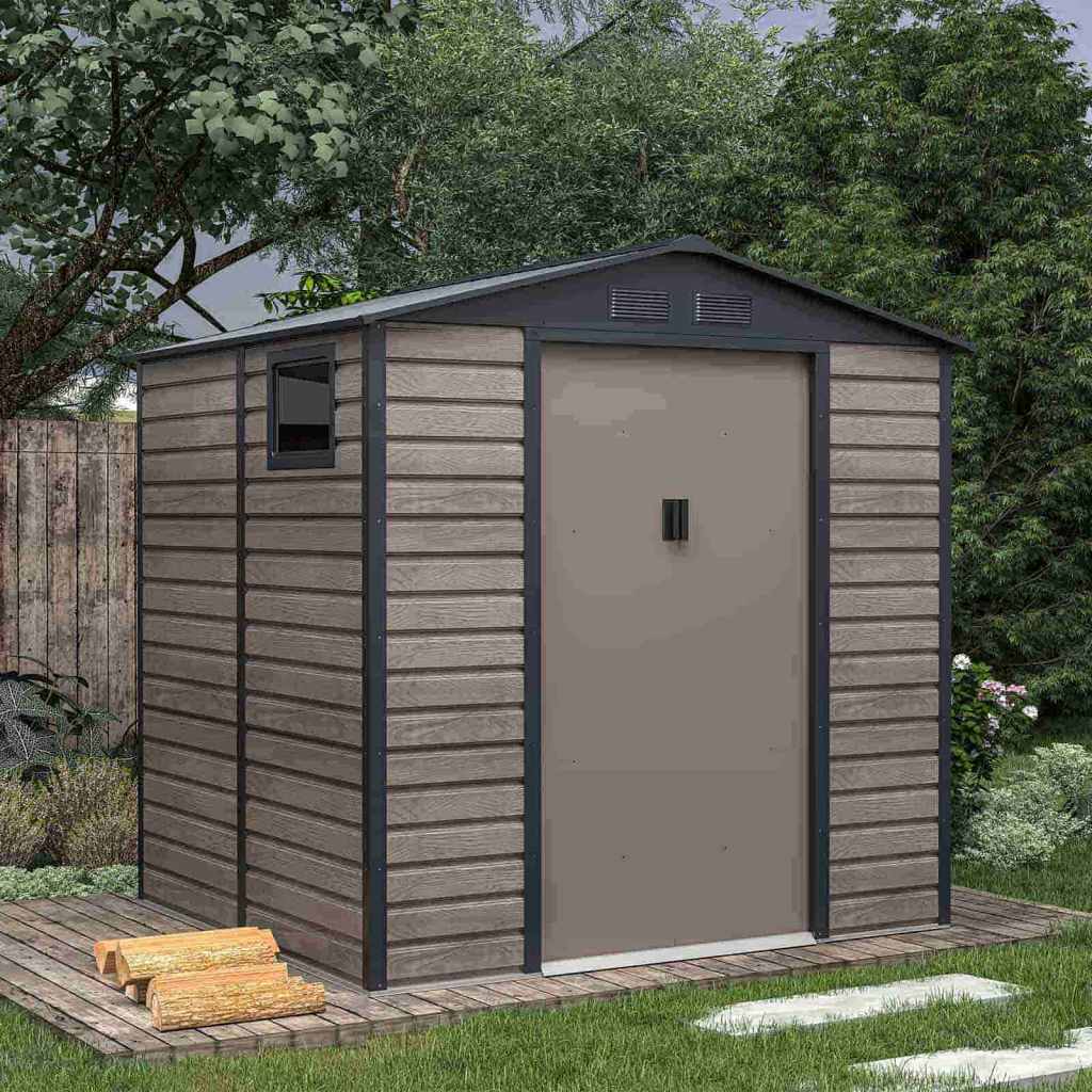 Caseta Metálica para Exterior 4,07 m² Efecto Madera Veteada